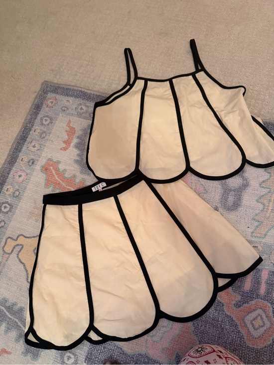 TCEC Dresses & Skirts - TCEC Cream and Black Scalloped Trim Two Piece Set